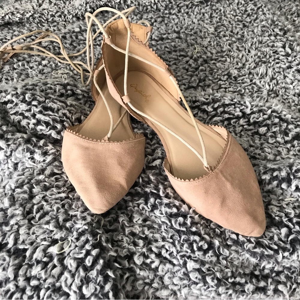 Qupid Lace Up Flats Size 7.5